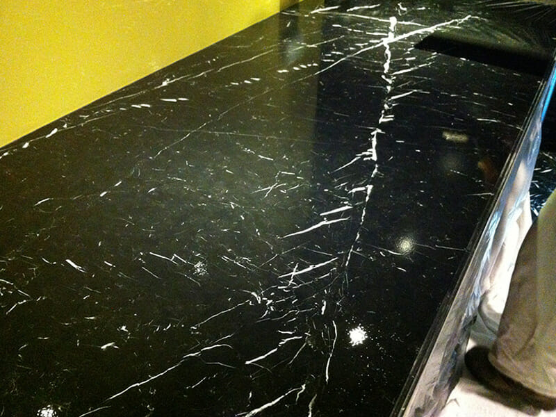 Black marble benchtop scratch polishing AFTER