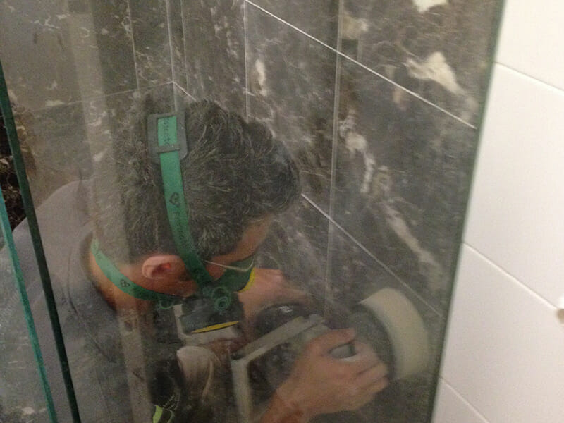 Marble Shower Polish Before