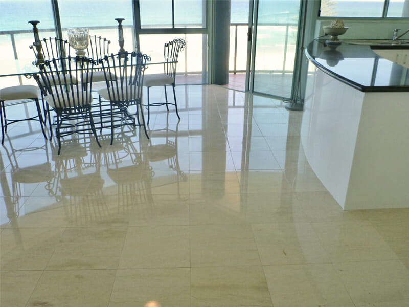 Beige marble floor polishing AFTER