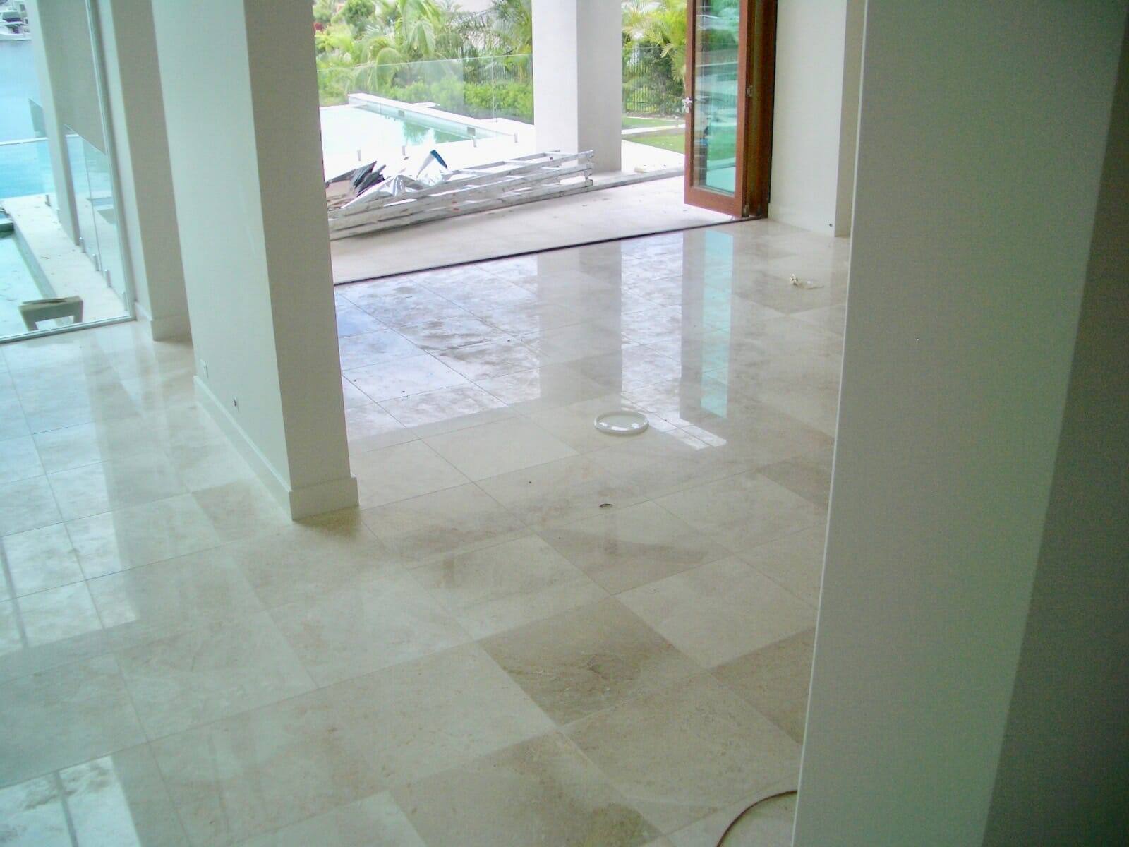Limestone floor polishing BEFORE