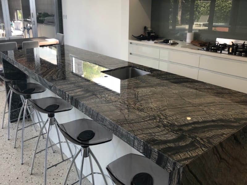Marble benchtop with Gloss Tuffskin