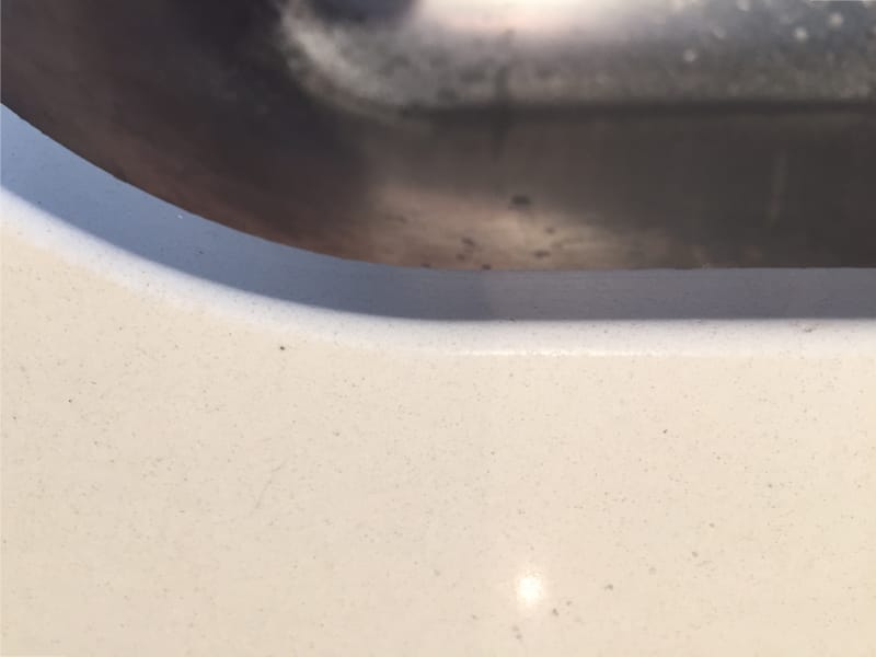 Sink edge chips after repair