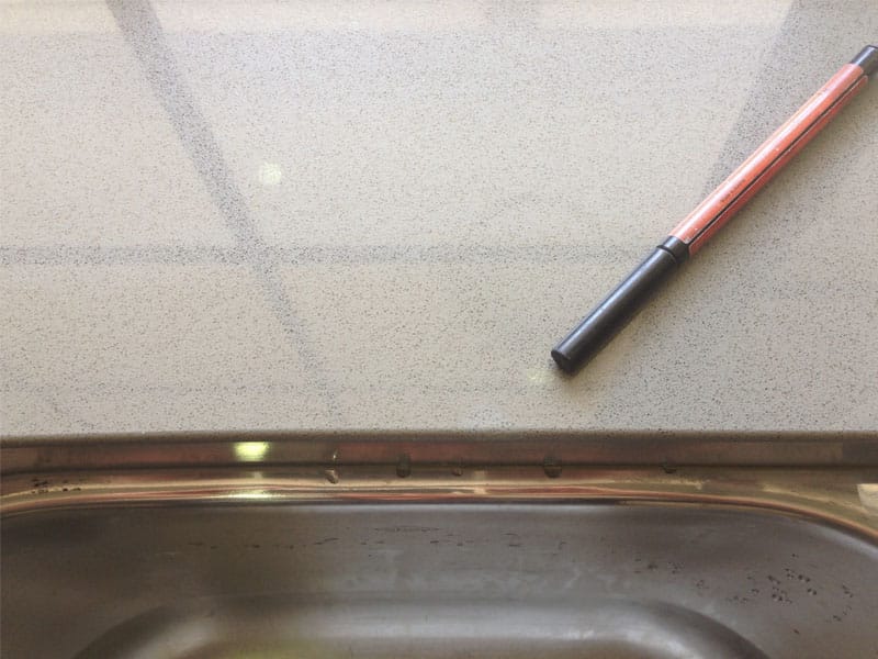 Benchtop chip after repair